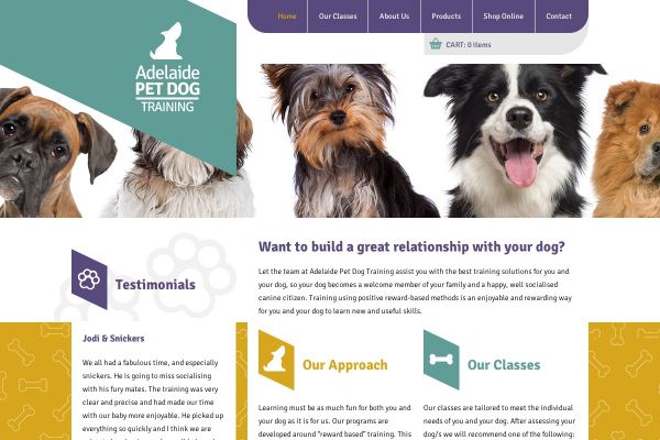 Adelaide Pet Dog Training website and online shop